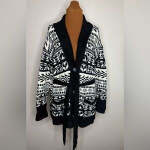 DKNY Angora Long Cardigan Sweater Button and Tie Size Medium